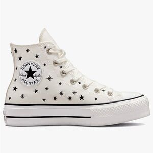 women’s chuck taylor all star lift platform high 'embroidered stars - egret'